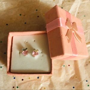 Sterling silver pink sequin heart earrings
